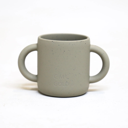 Silicone First Drinking Cup With Handles - Speckled Sage
