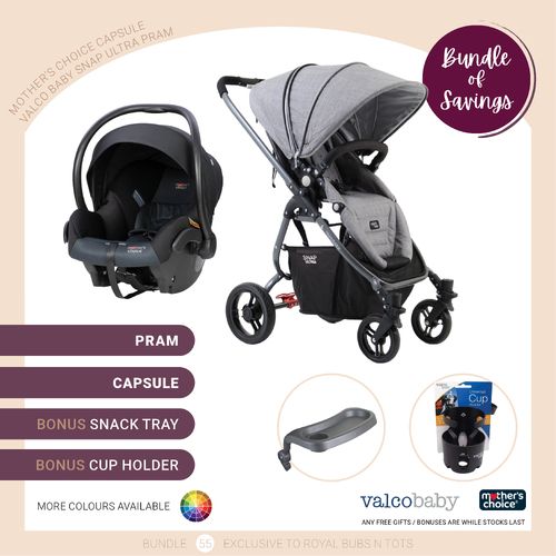 Valco Baby Snap Ultra Pram And Mother's Choice Capsule + Base Travel System Combo