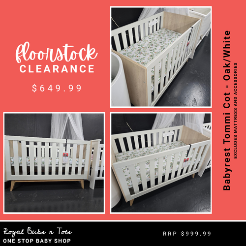 Babyrest Tommi Cot - Oak/White