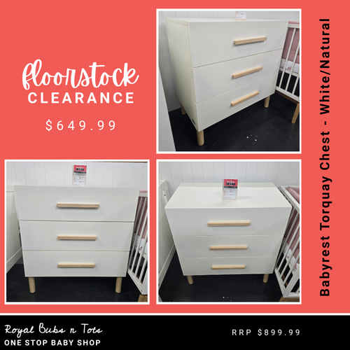 Babyrest Torquay 3 Drawer Chest - White/Natural
